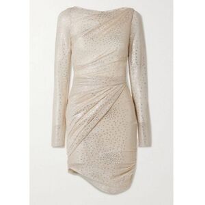 Talbot Runhof Gold/Silver Metallic Effect Ruched Midi Dress Size US14/DE44